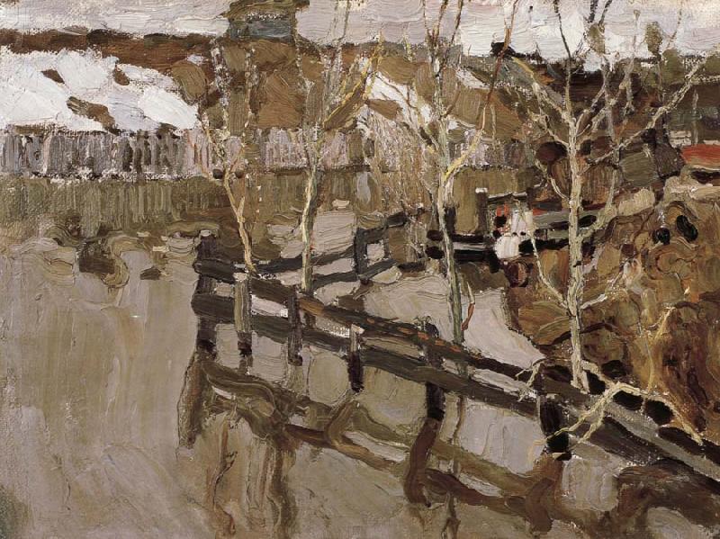 Nikolay Fechin The Landscape of Winter with fense oil painting image